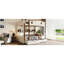 Grand lit superposé avec rangement, couleur beige et naturelle, bois massif, tablettes, crochets et sommier sans matelas requis pour le placement de matelas-876293385