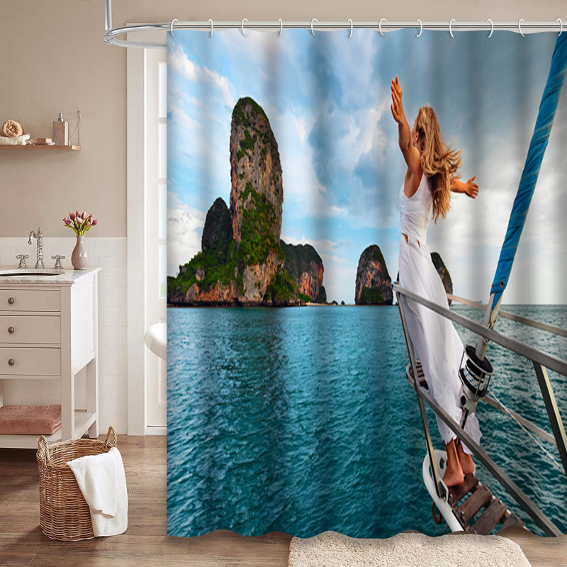Rideau de douche avec 12 crochets, L 72 po x l 78 po