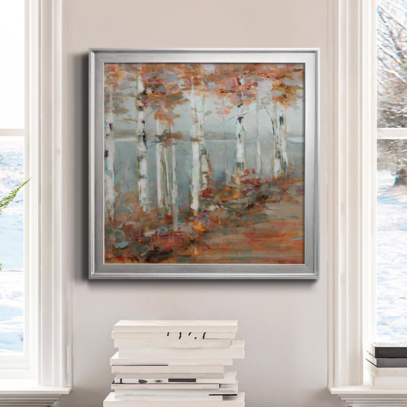 Birch Walk I - Cadre photo, reproduction d'art sur toile, H 17,5 po x l 17,5 po x P 1,5 po, Argent