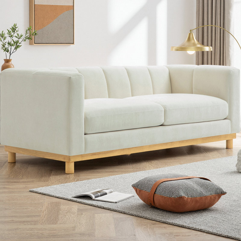 Canapé moderne de 78,7 po pour salon et petit espace, revêtement en chenille douce, siège profond et large avec support à ressorts ensachés, canapé d'appartement 2 places avec accoudoirs rembourrés