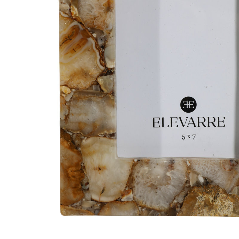 Cadre photo Agate Stone and Wood avec métal et support, Brun, 5 po x 7 po