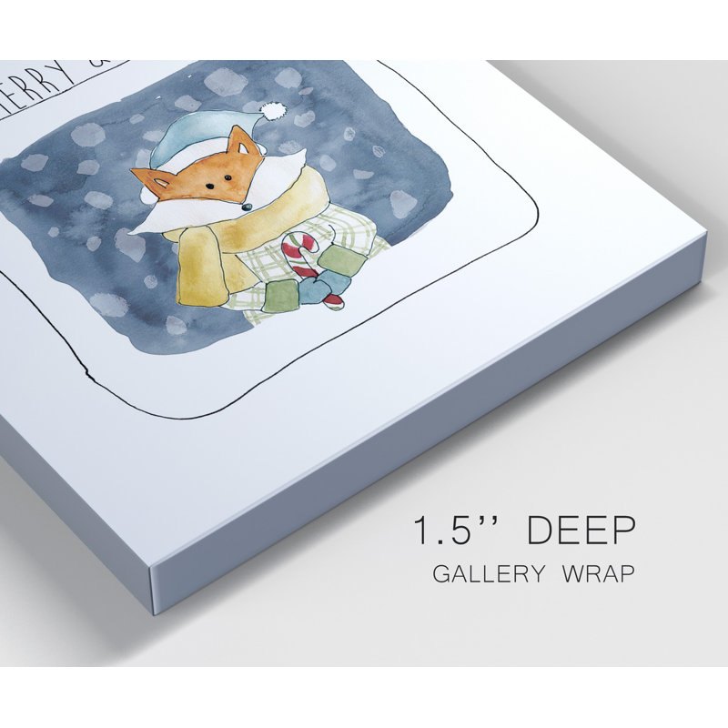 Christmas Fox - ensemble de 2 reproductions d'art sur toile tendue, H 16 po x l 32 po x P 1 po