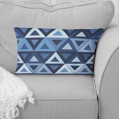 Blue White Modern Triangles I - Modern Lumbar Pillow