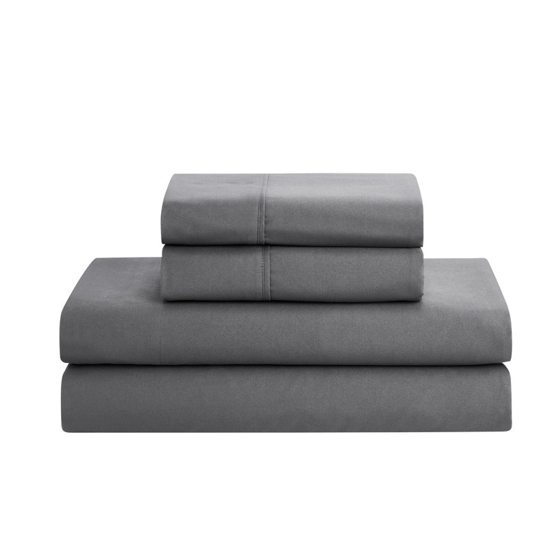 8 Piece Bed In A Bag Pintuck Comforter Set with Bed Sheets, Gray, Queen