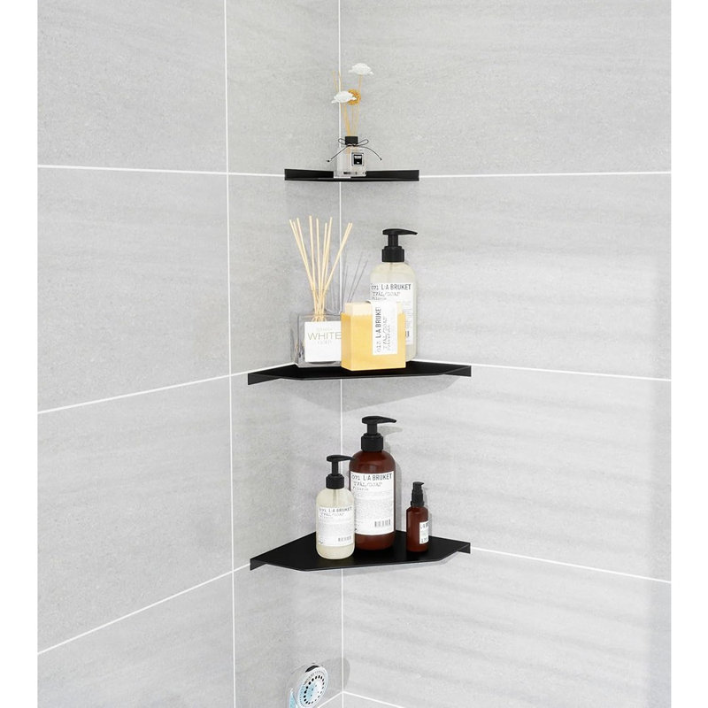 6 Inch Corner Shelf Wall Mounted, Black Corner Floating Shelf Fo...