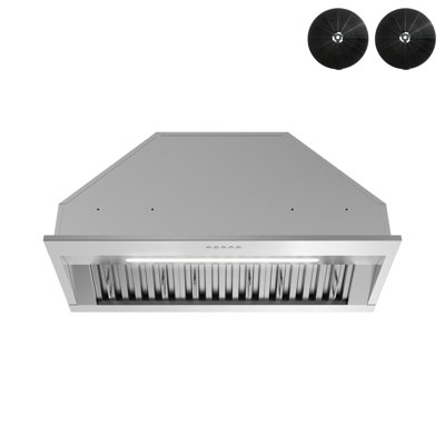 Streamline 34 In. T-11611-1-DL Novara Ductless 350 CFM Range Hood In Brushed Stainless Steel With Baffle Filters, Electronic Button Control, LED Light