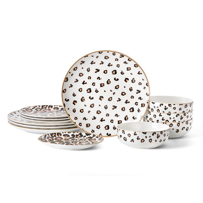 Christian Siriano Majestic 12-Piece Dinnerware Set Porcelain