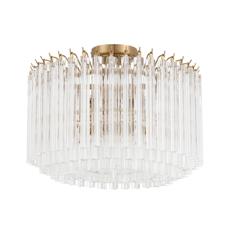 Huntsberry 5 Light Polished Semi Flush Mount, Gold
