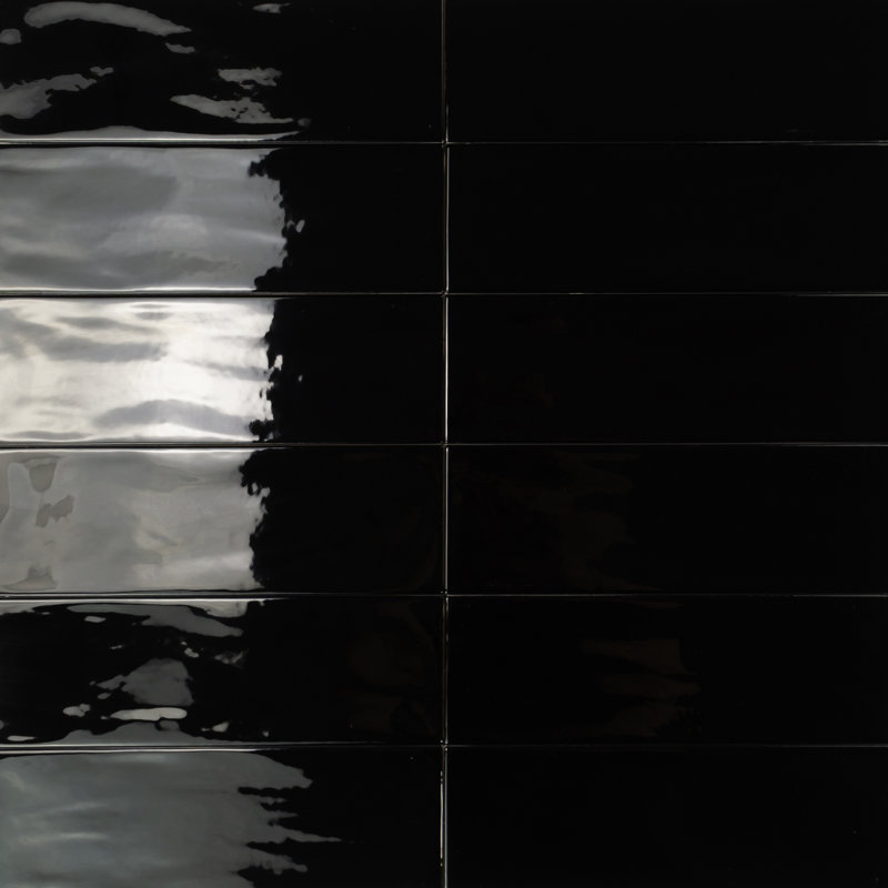 Carreau de mur de métro italien 4 "x 12" Silk Plus, Noir Ardesia