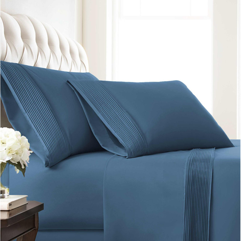 Ensemble de 2 taies d'oreiller à ourlet plissé Vilano Springs de Southshore Fine Linens, coloris bleu couronne, en microfibre doublement brossée 110 g/m², infroissable et lavable à la machine, format Queen/Standard.