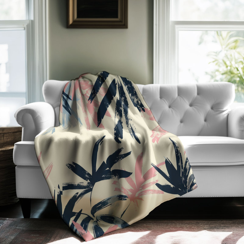 Tropical Designs - Couverture sherpa de qualité supérieure 1 pièce, Grand lit