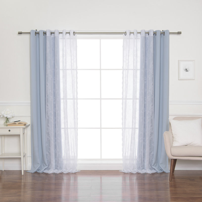 Evelina Room Darkening Curtain Panel Pair, Sky Blue, 52" x 84"