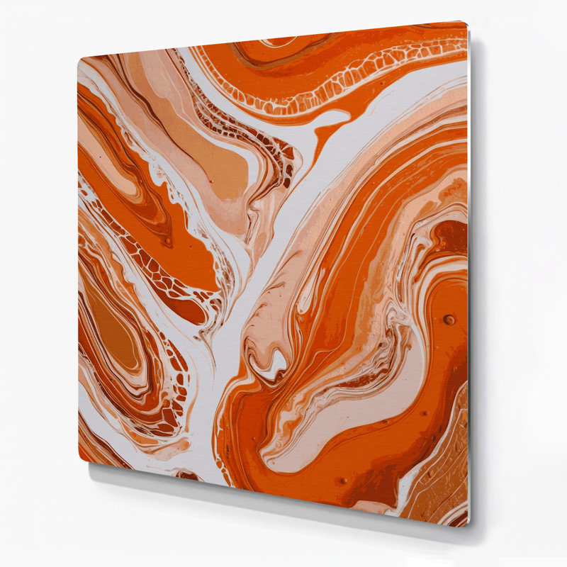 Abstract Fluid Art 53 Brown Metal Wall Art, 16" H x 16" W