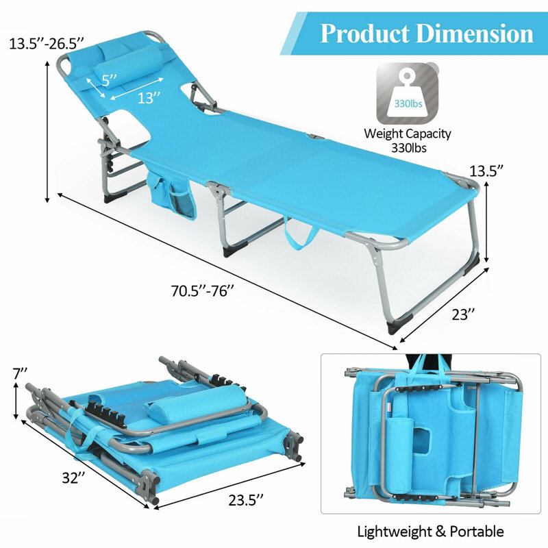 Jayeden Outdoor Chaise Lounge, Turquoise