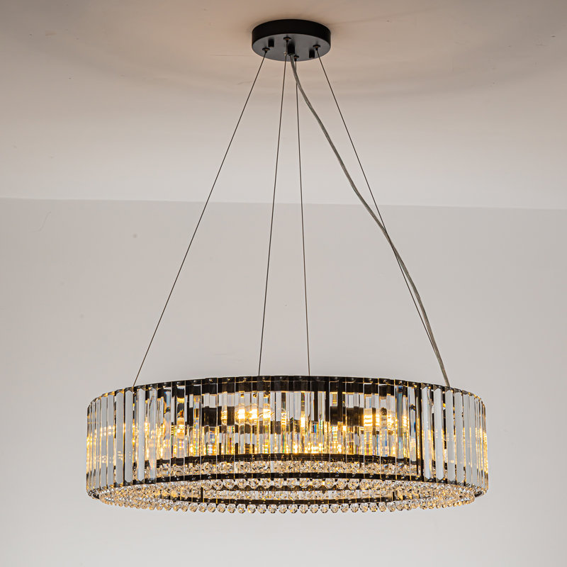 Craggie 6 - Light Round Crystal Chandelier, Black, 16.5cm H x 66cm W x 66cm D