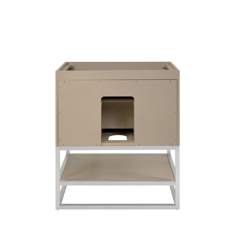 Terra 30'' W Single Vanity, Walnut, Brushed Nickel, Calacatta Quartz/Widespread Faucet Mount