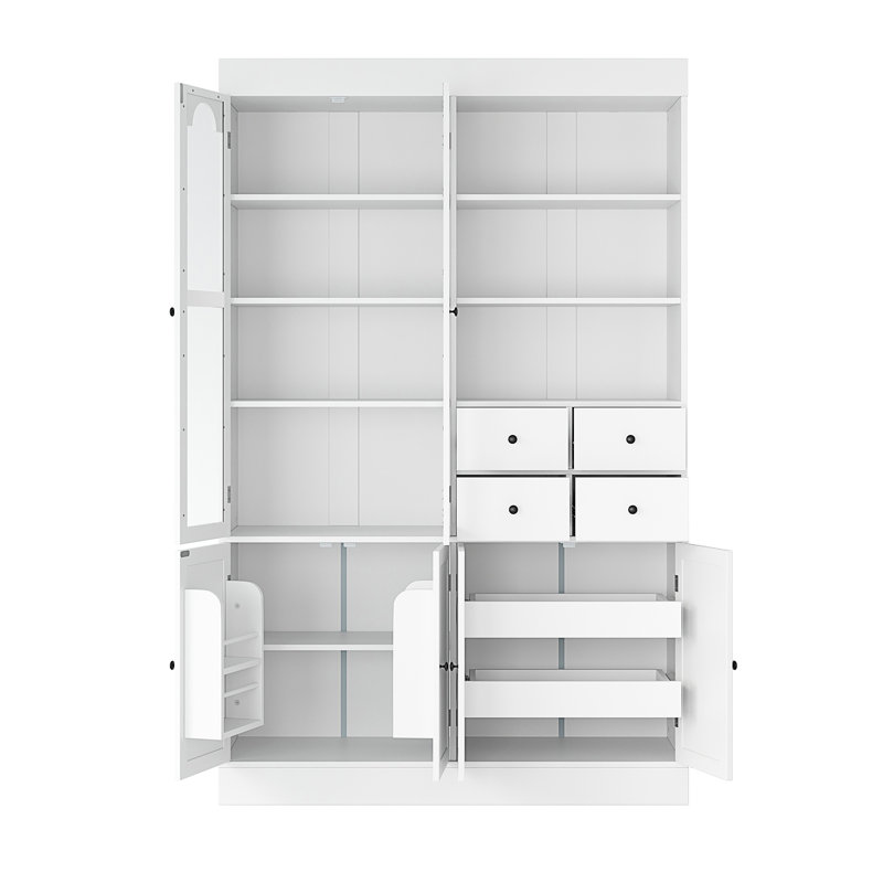 Topmax 47.2X15.7X75inch Freestanding Buffet With Hutch, White