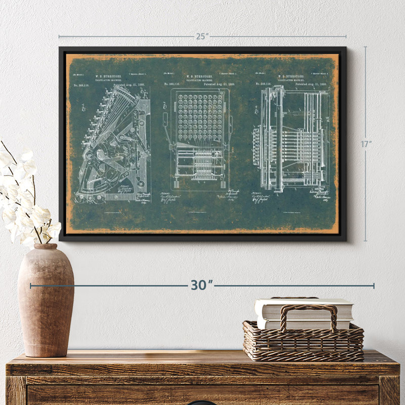 Impression sur toile bleu sarcelle calculatrice, H 17 po x l 25 po