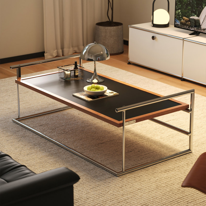 Industrial Coffee Table With Bauhaus Design And Solid Wood Top