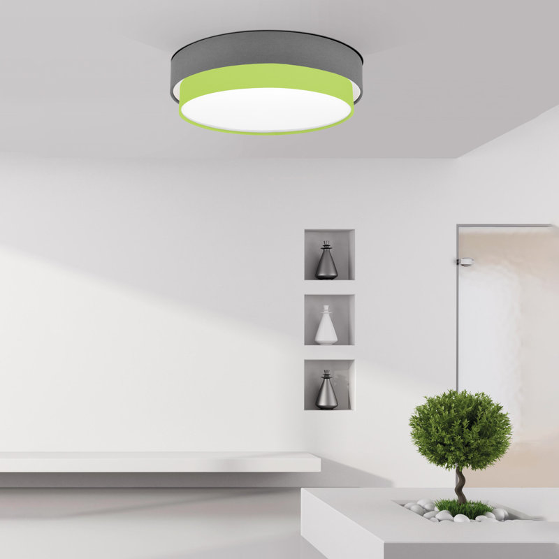 Avory Flush Mount, Grey / Neon Green