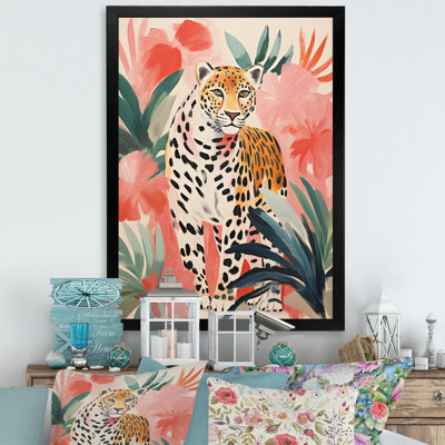 Green And Pink Leopard In Jungle II - Leopard/Cheetah Animal Wall Art