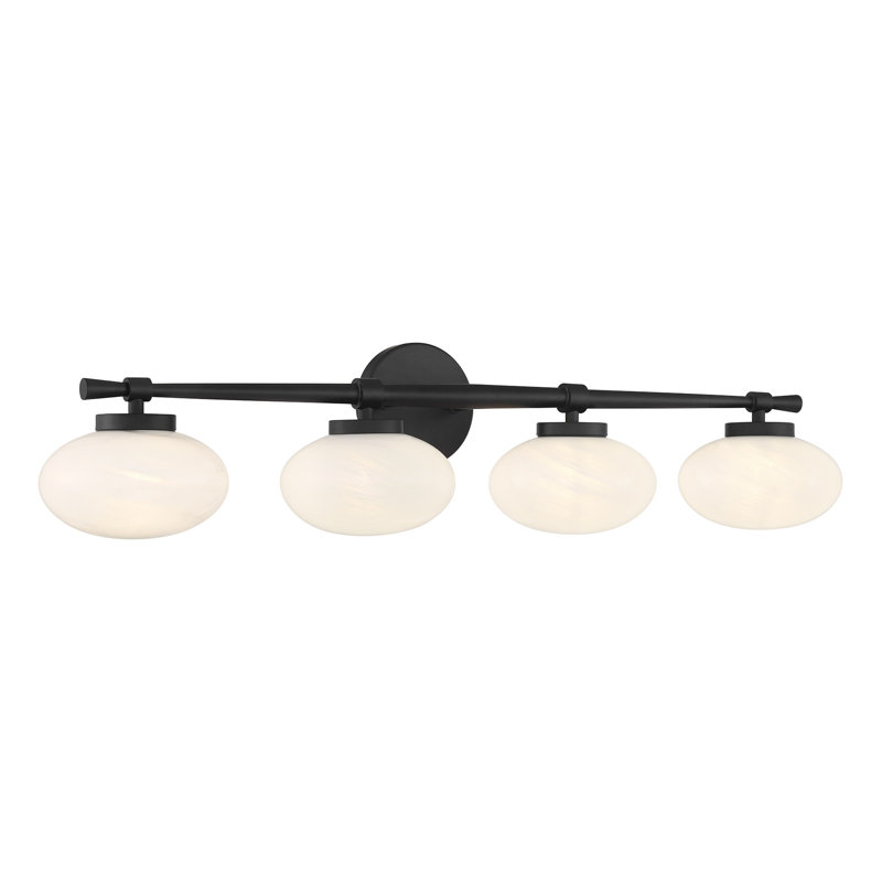 Barrow Bathroom Vanity Light, Matte Black, 4 Lights, 8" H x 17" W x 6.63" D