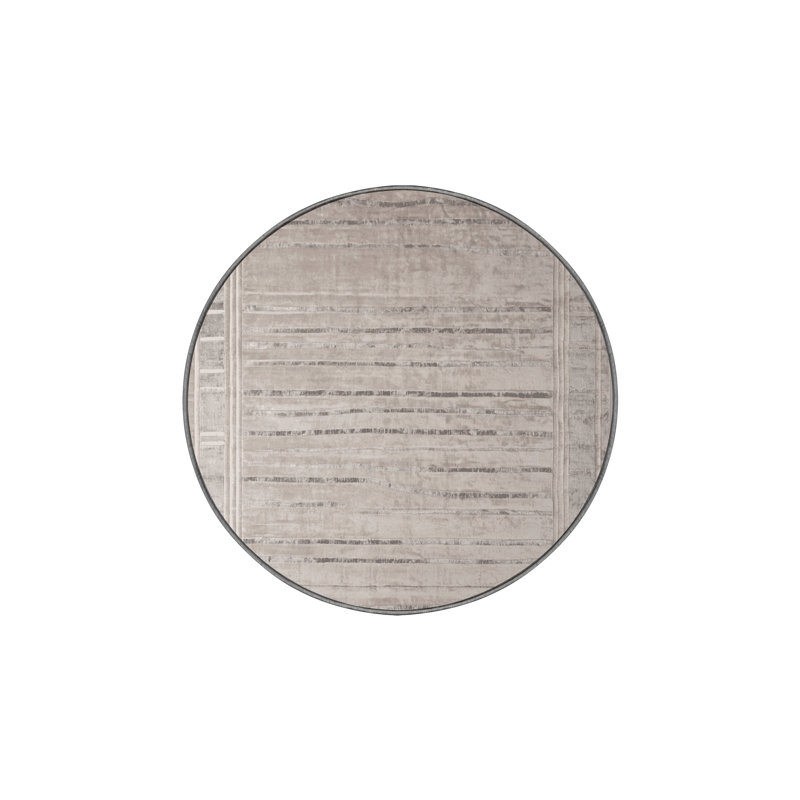 Machine Washable Gray Area Rug, Round 5'