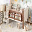 Lit simple au sol avec bibliothèques de rangement, lit en bois massif pour enfants avec de jolis escaliers et garde-corps, aucun sommier nécessaire, beige-2080834066-2080834064