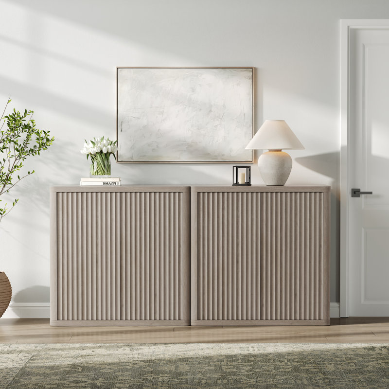 Buffet 2 portes avec tablettes réglables l 34,6 po Cesiro, Aulne blanc, 2 pièces