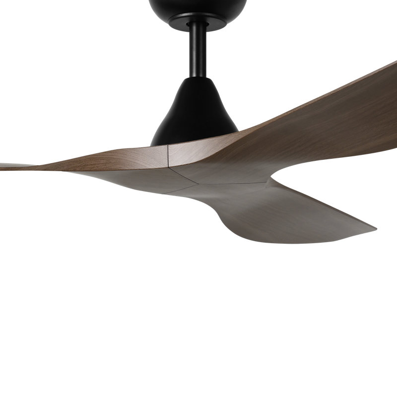 Takoya Ceiling Fan, Black, Dark Brown Wood, 52"