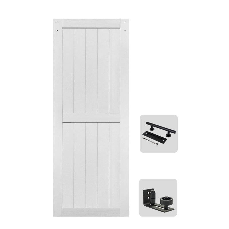 Porte de grange en panneau de fibres à densité moyenne, plaque de porte de grange solide recouverte d'une surface en PVC imperméable, assemblage simple, porte seulement