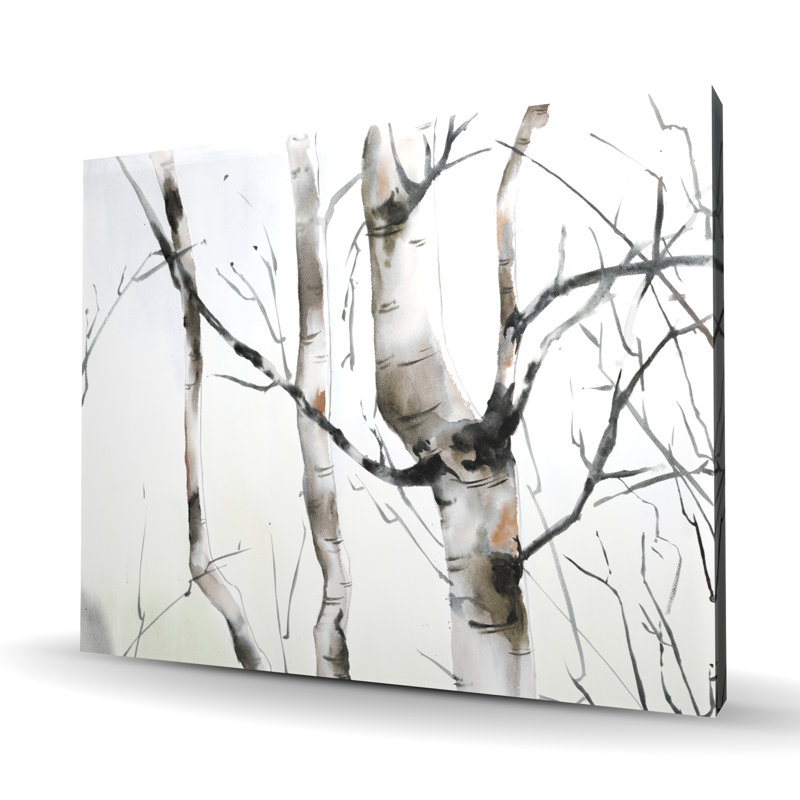 Three Birches Trees - Brown Living Canvas Home Decor