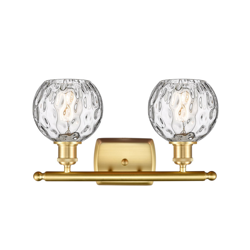 Éclairage pour salle de bain 2 lumières en acier et verre Cindi, DEL, Or satiné