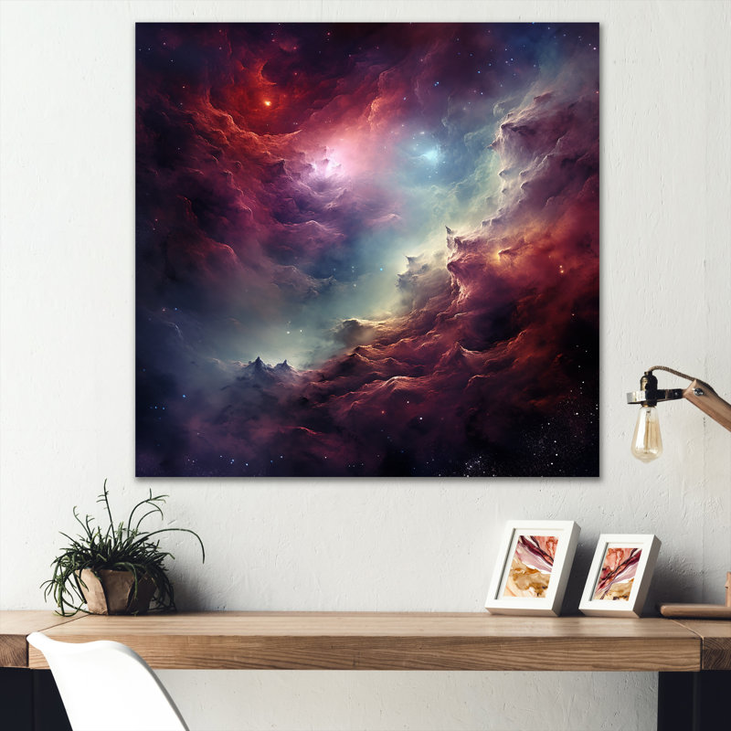 «Rose Interstellar Gaz Galaxy» - art mural Galaxies, Toile tendue, H 36 po x l 36 po x P 1,5 po