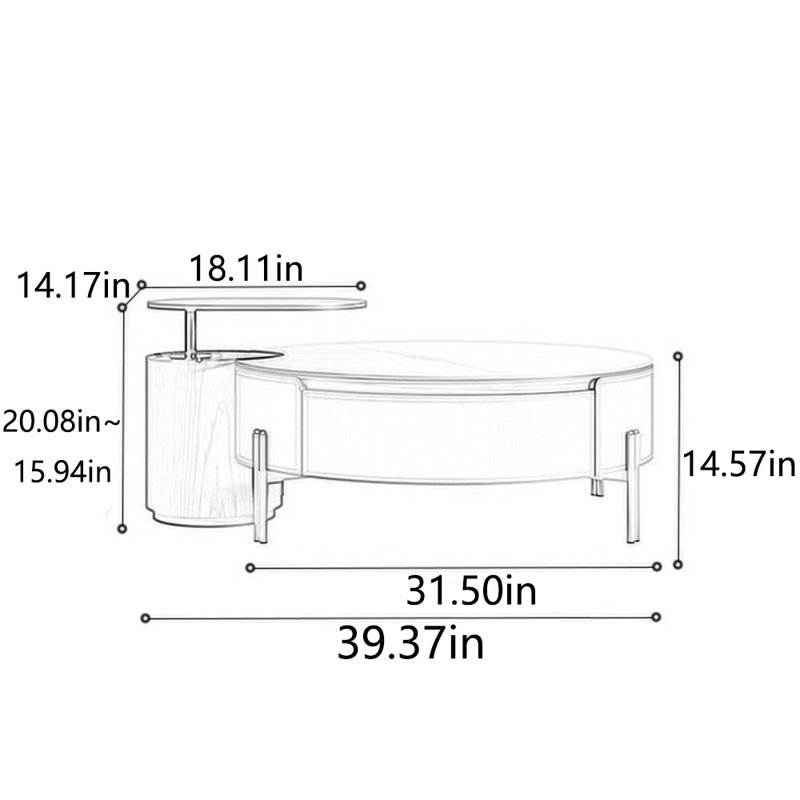 Adjustable creative simple rock plate tea table