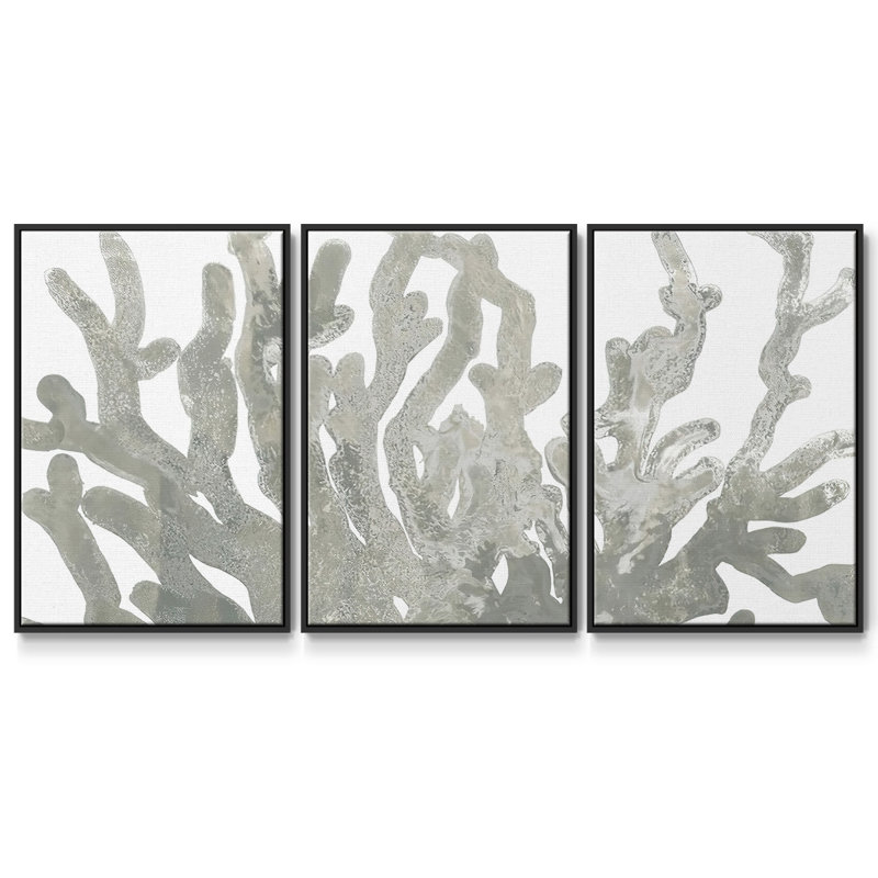 Stone Macro Coral III, impression sur toile 3 pièces, H 40 po x l 78 po x P 2 po, Noir