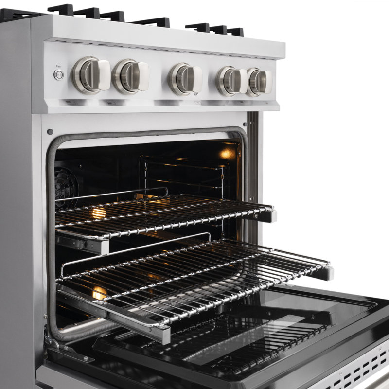 ZLINE 30 in. Classic Gas Range with DuoPro Cooktop and Convection Oven in Black Stainless Steel, Stainless Steel, Dual Fuel