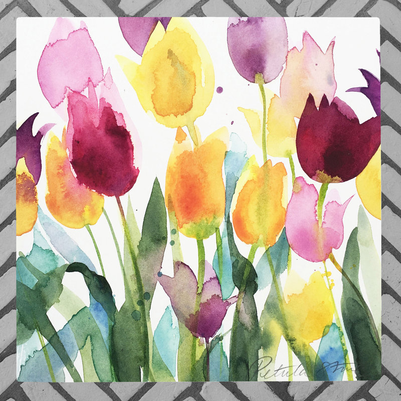 P.STONE Traditional Plants & Flowers Wall Decor on Ceramic