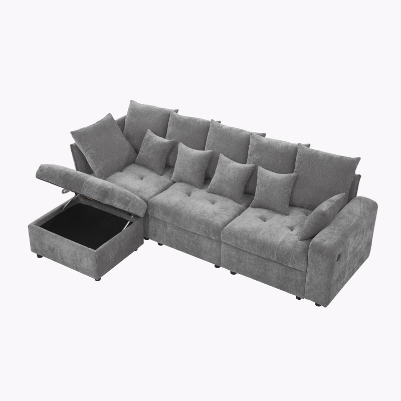 Myrleen Upholstered 96.45'' Sofa, Grey