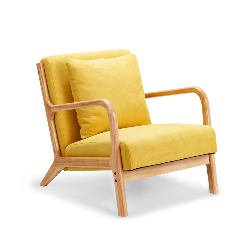 Upholstered Armchair, Yellow Linen