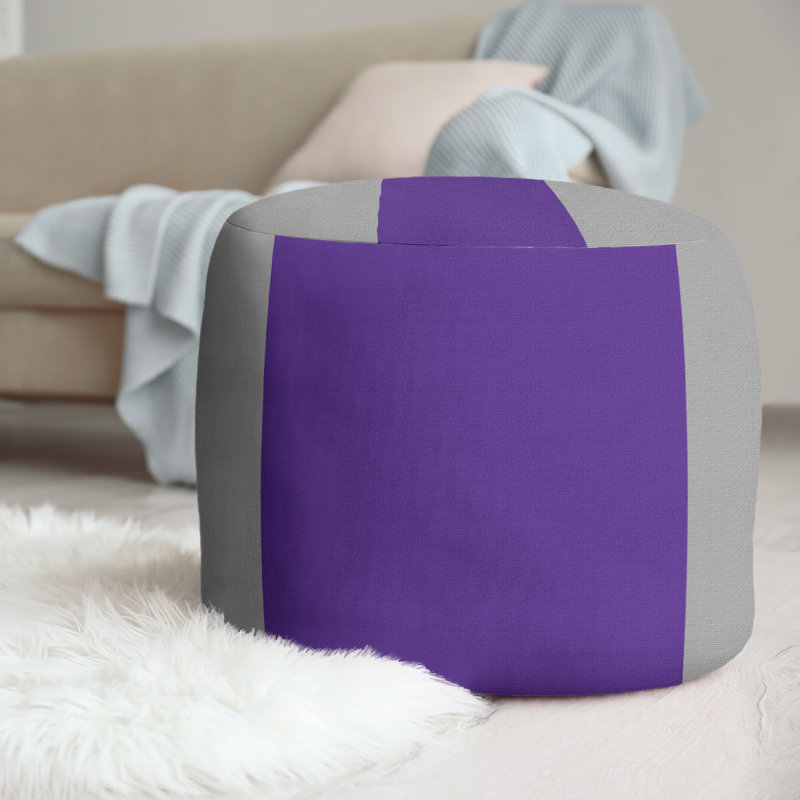 Repose-pieds cubique à rayures 21" kansas, Gris / mauve / gris