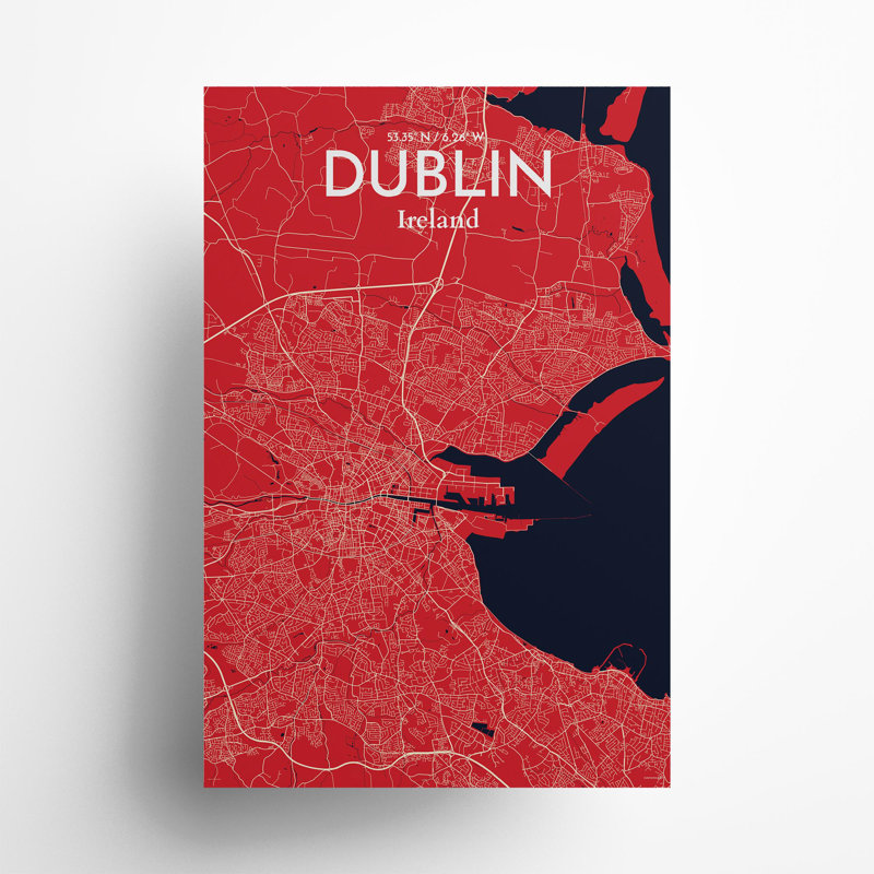 Dublin City Map In Nautical - No Frame Print, 36cm H x 24cm W x 0.05cm D
