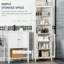 Grande armoire de rangement pour salle de bain avec tablette à 3 niveaux, armoire à porte en verre, tour à linge autoportante avec tablettes réglables