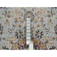 Tapis oriental carré, noué à la main 6 pi 3 po x 6 pi 3 po bleu clair, en laine et soie, avec motif de médaillon Nain, 250 KPSI