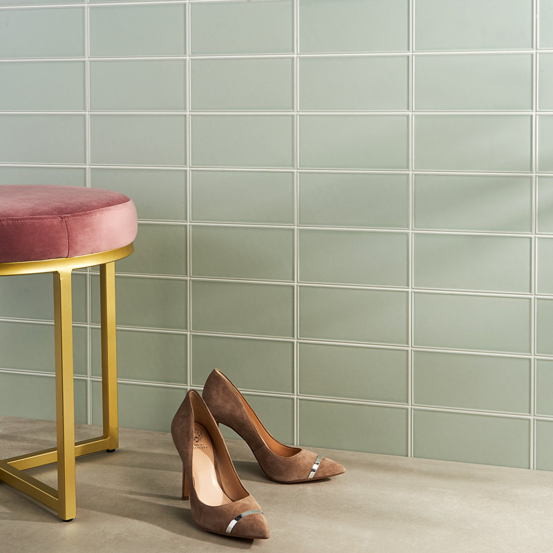 Tori Border Ceramic Subway Tile, Green, 4" W x 8" L