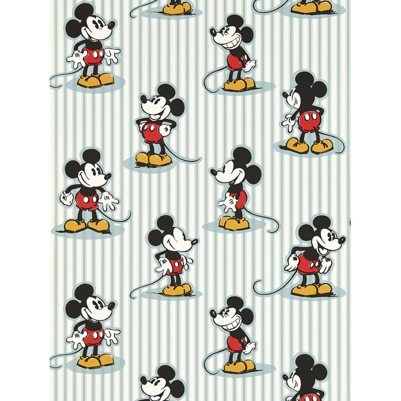 Mickey Stripe Wallpaper, Sea salt