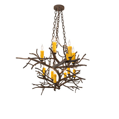 57" Long Winter Solstice 12 Light Oblong Chandelier