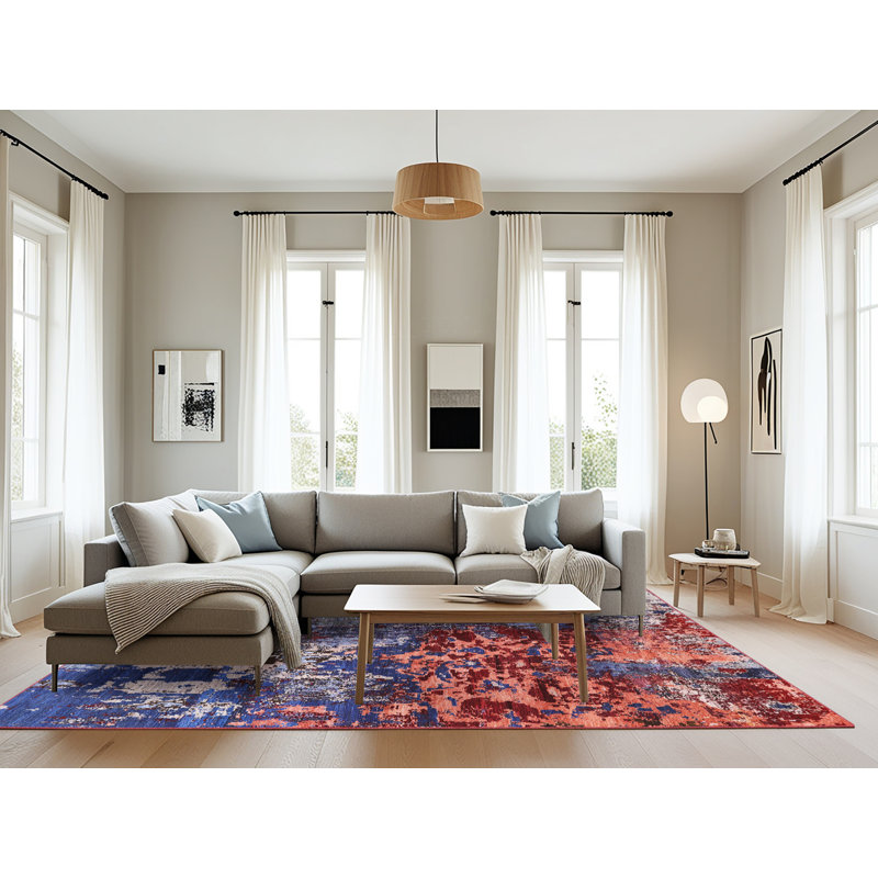 Tapis bleu / orange / beige Bunnlevel, Rectangle 8 pi x 10 pi