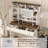 43" Farmhouse Dressing Table With Lighted Mirror, Makeup Vanity Desk With Drawer And Hair Dryer Holder, White Bedroom Furniture | Gift Idea