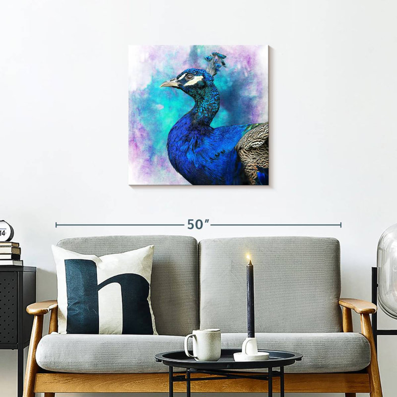 Fier paon bleu Brampt, H 24 po x l 24 po